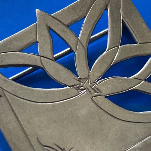 Vintage De Marcay Brooch Sterling Silver Pin Modernist Pierced Western Flower - Picture 7 of 13